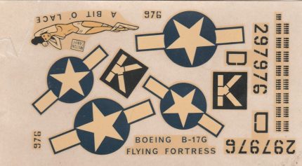DECALCOMANIES BOEING B-17G FLYING FORTRESS