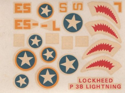 DECALCOMANIES LOCKHEED P-38 LIGHTNING