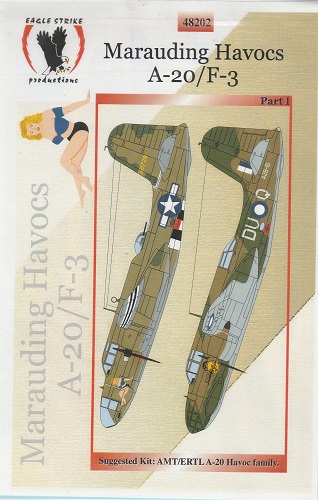 DECALCOMANIES EAGLE STRIKE MARAUDING HAVOCS A-20/F-3 48202