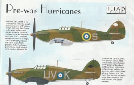 DECALCOMANIES ILIAD DESIGN 48001 PRE-WAR HURRICANES