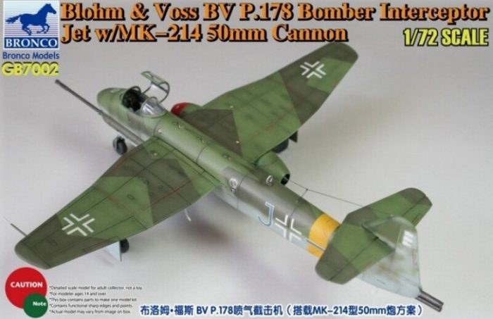 BRONCO MODELS CB7002 BLOHM & VOSS BV P.178 BOMBER INTERCEPTOR JET W MK-214 50MM CANNON