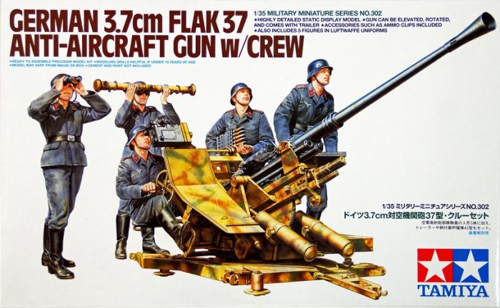 TAMIYA 35302 GERMAN 3.7CM FLAK 37 ANTI-AIRCRAFT GUN W/CREW