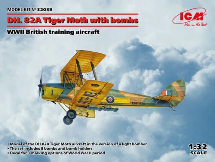 ICM 32038 D.H. 82A WITH BOMBS WWII BRITISH TRAINING AIRCRAFT