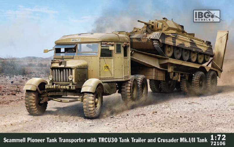 IBG MODELS 72106 SCAMMEL PIONEER TANK TRANSPORTER WITH TRCU30 TANK TRAILER AND CRUSADER MK.I/II TANK