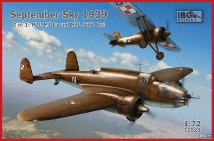 IBG MODELS 72528 SEPTEMBER SKY 1939 2 IN 1 : PZL P.11A AND PZL 37B LOS