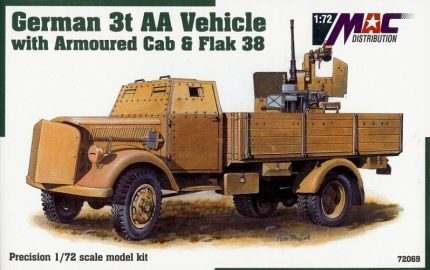MAC DISTRIBUTION 72069 GERMAN 3T AA VEHICLE WITH ARMOURED CAB & FLAK 38