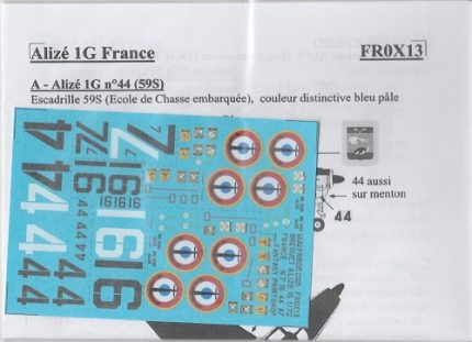 AZUR FRROM FR0X13 DECALCOMANIES ALIZE 1G FRANCE